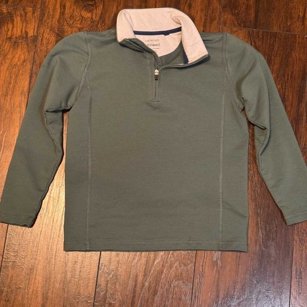 Crewcuts Boys J Crew Small (6-7) Green Performance Quarter Zip Pullover‎ Shirt